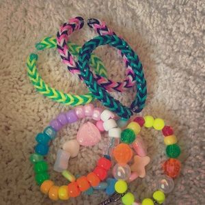 Rainbow loom bracelets and beaded bracelets!